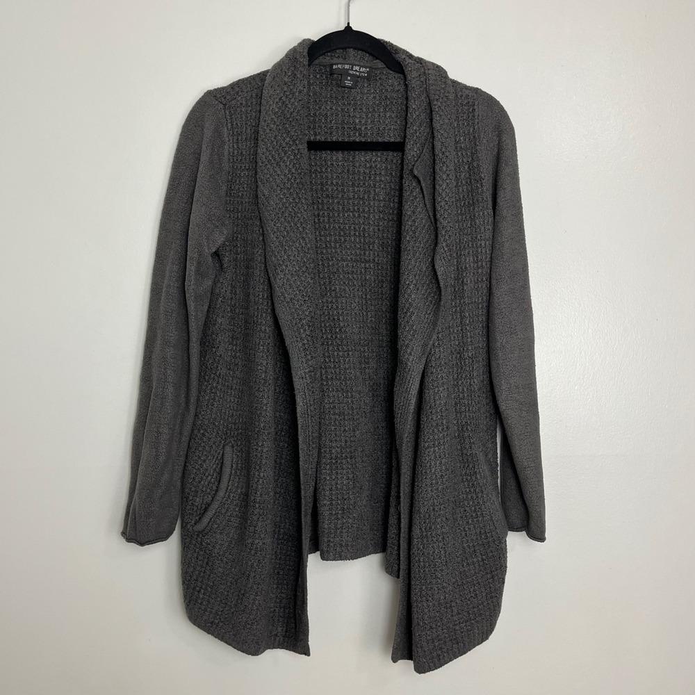 Barefoot Dreams Cozychic Lite Cardigan Pockets Sweater Dark Gray Style 485 M